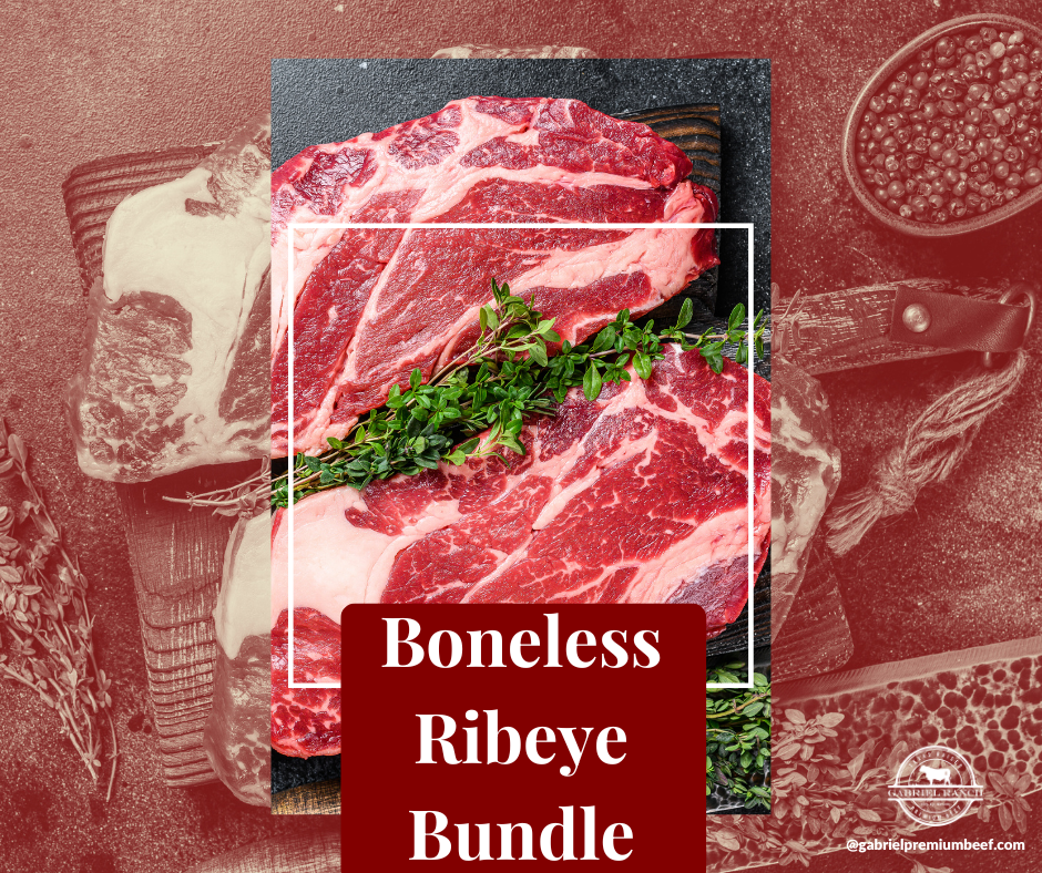 boneless-ribeye-bundle, grass-fed beef, Texas beef, premium meat, sustainable ranching, Black Angus beef, hormone-free beef, family-owned ranch
