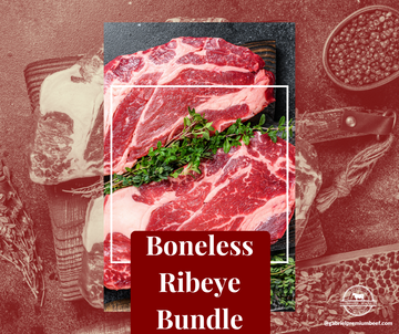 boneless-ribeye-bundle, grass-fed beef, Texas beef, premium meat, sustainable ranching, Black Angus beef, hormone-free beef, family-owned ranch
